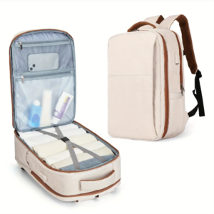 Carry On Backpack Fits 15.6″ Laptop, Airline Approved Travel Backpack, Beige